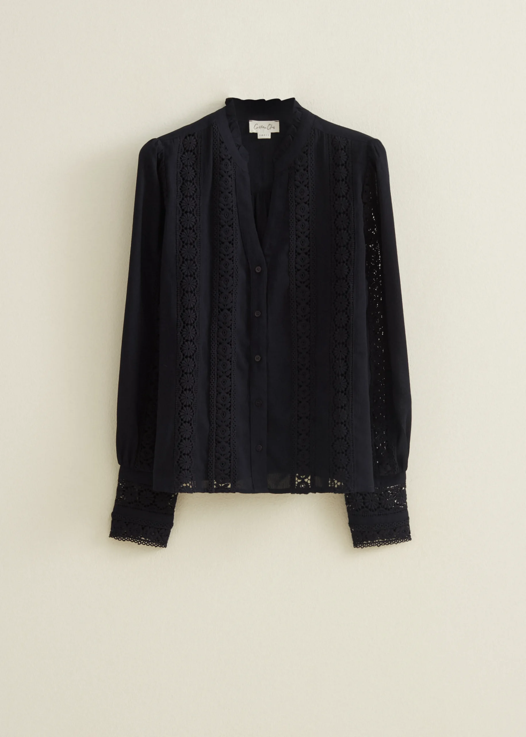 Online Cotton Club blouse met tape details donkerblauw