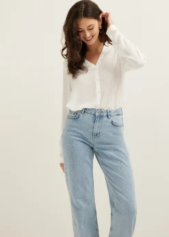 Online Cotton Club Blouse structuur Basic wit,off-white