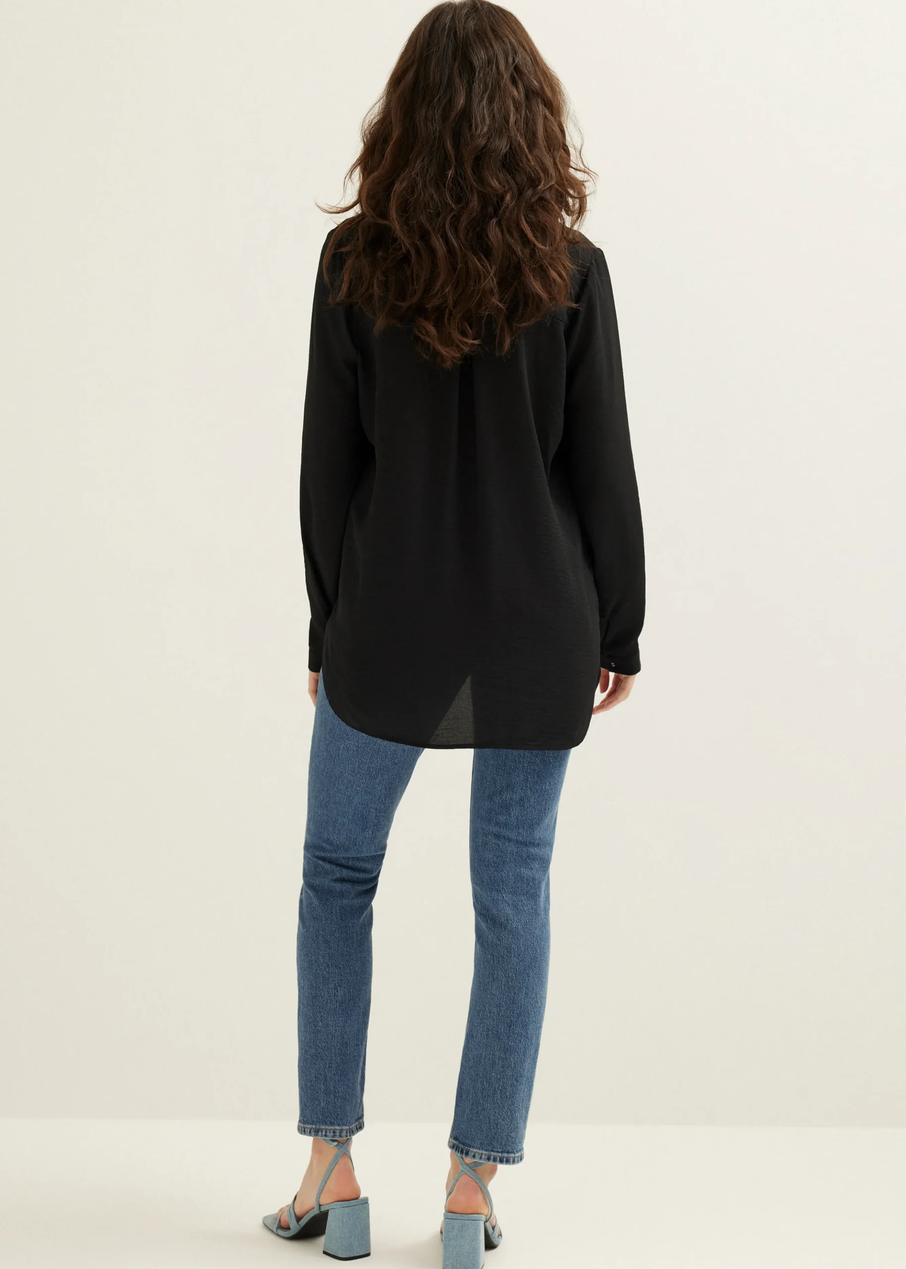Outlet Cotton Club Blouse structuur Basic zwart