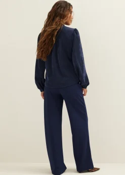 Best Cotton Club Blouse van corduroy donkerblauw