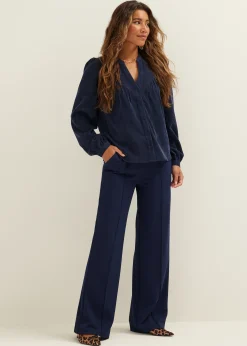 Best Cotton Club Blouse van corduroy donkerblauw