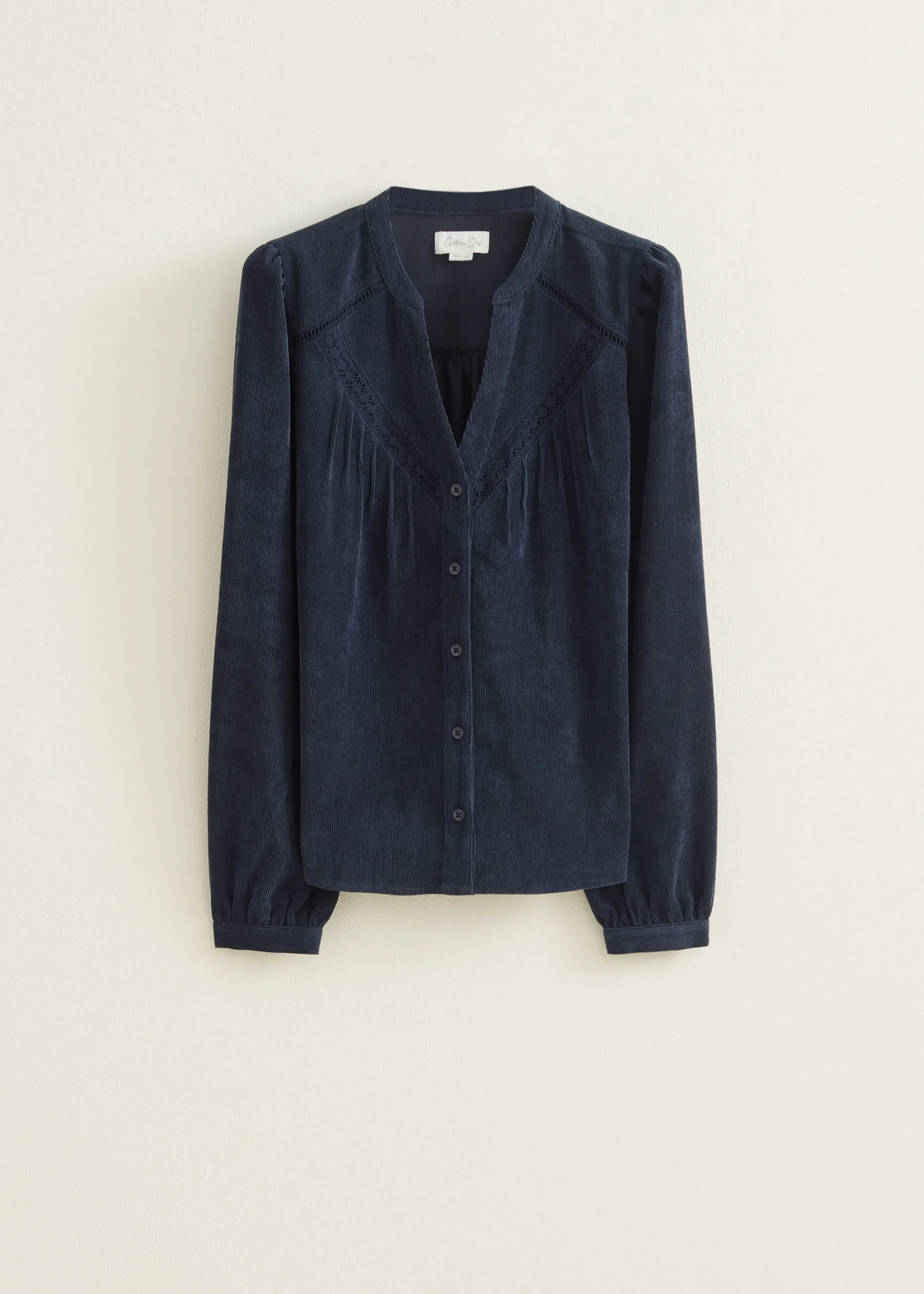 Best Cotton Club Blouse van corduroy donkerblauw
