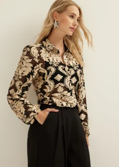 Clearance Cotton Club Blouse van mesh zand