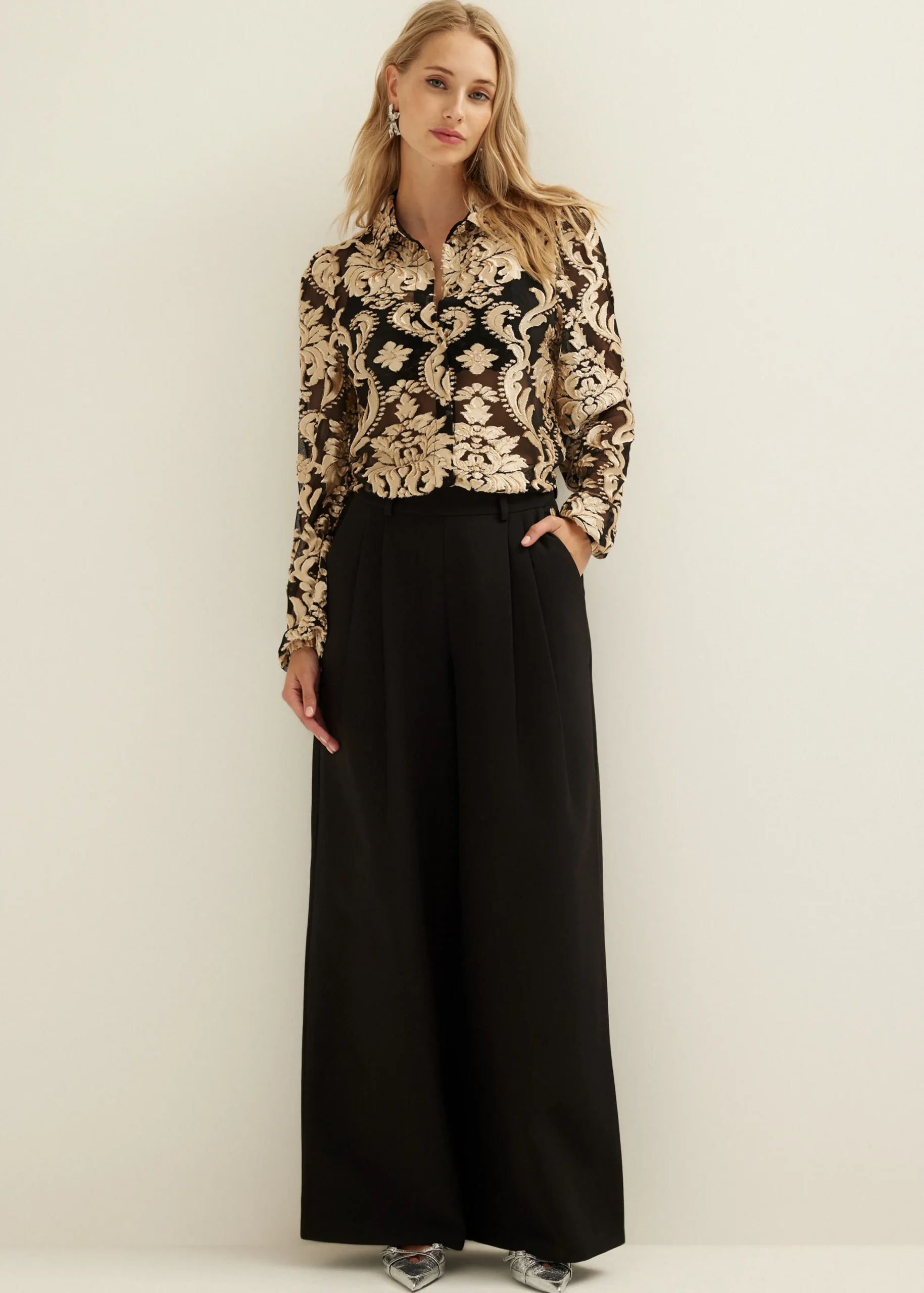 Clearance Cotton Club Blouse van mesh zand