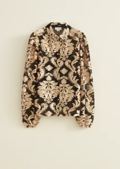 Clearance Cotton Club Blouse van mesh zand