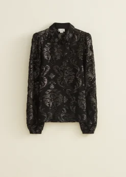 Hot Cotton Club Blouse van mesh zwart