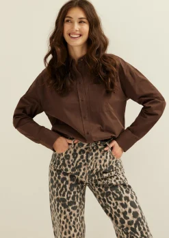 Best Cotton Club Blouse van poplin choco