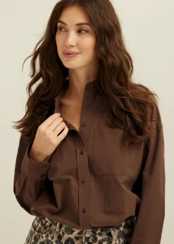 Best Cotton Club Blouse van poplin choco