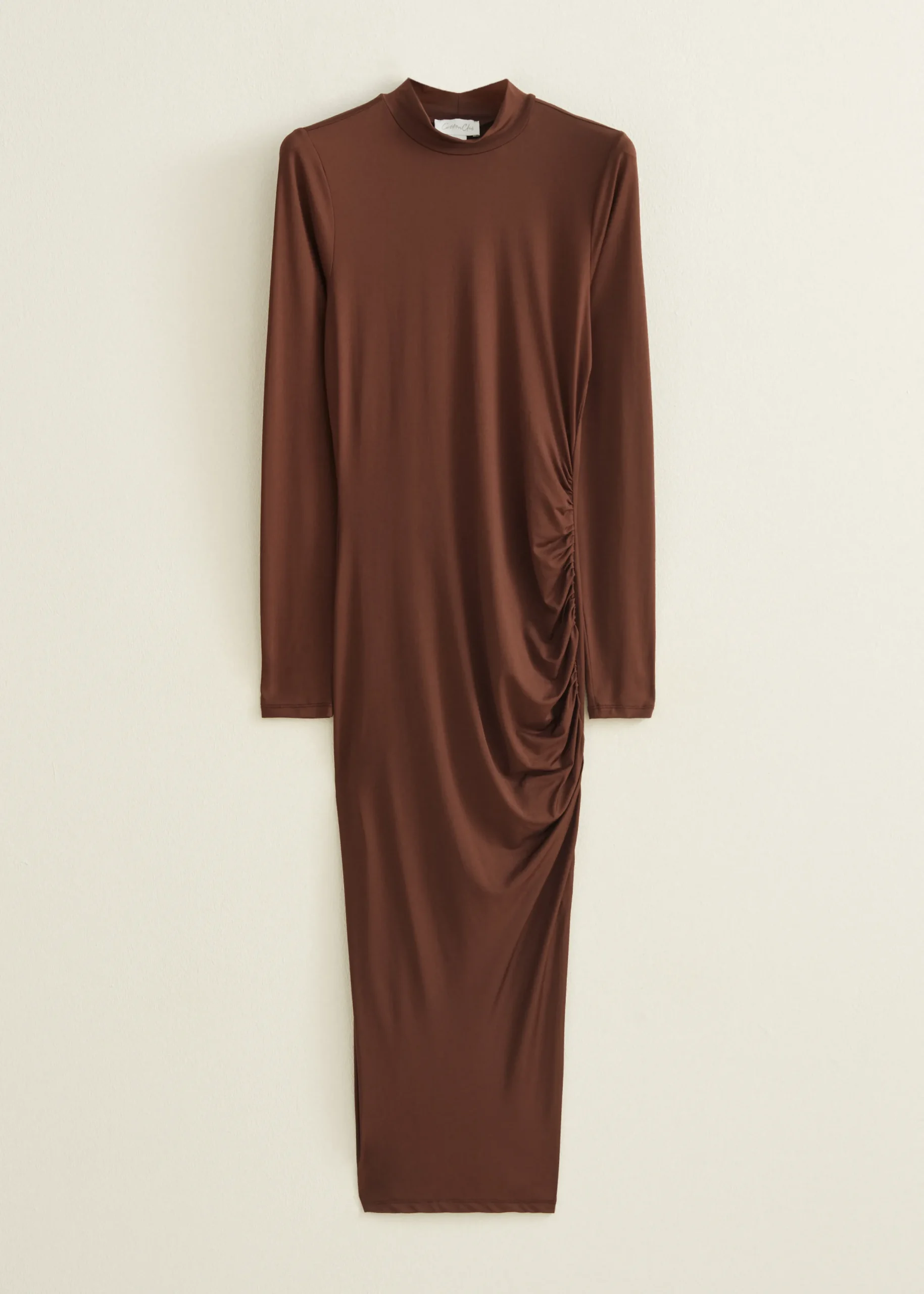 New Cotton Club Bodycon jurk gerimpelde details choco