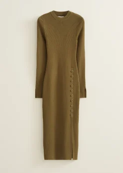 Online Cotton Club Bodycon jurk met knopen groen,army