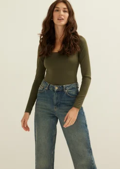 New Cotton Club Body met lange mouw groen,denne