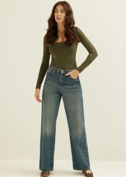 New Cotton Club Body met lange mouw groen,denne