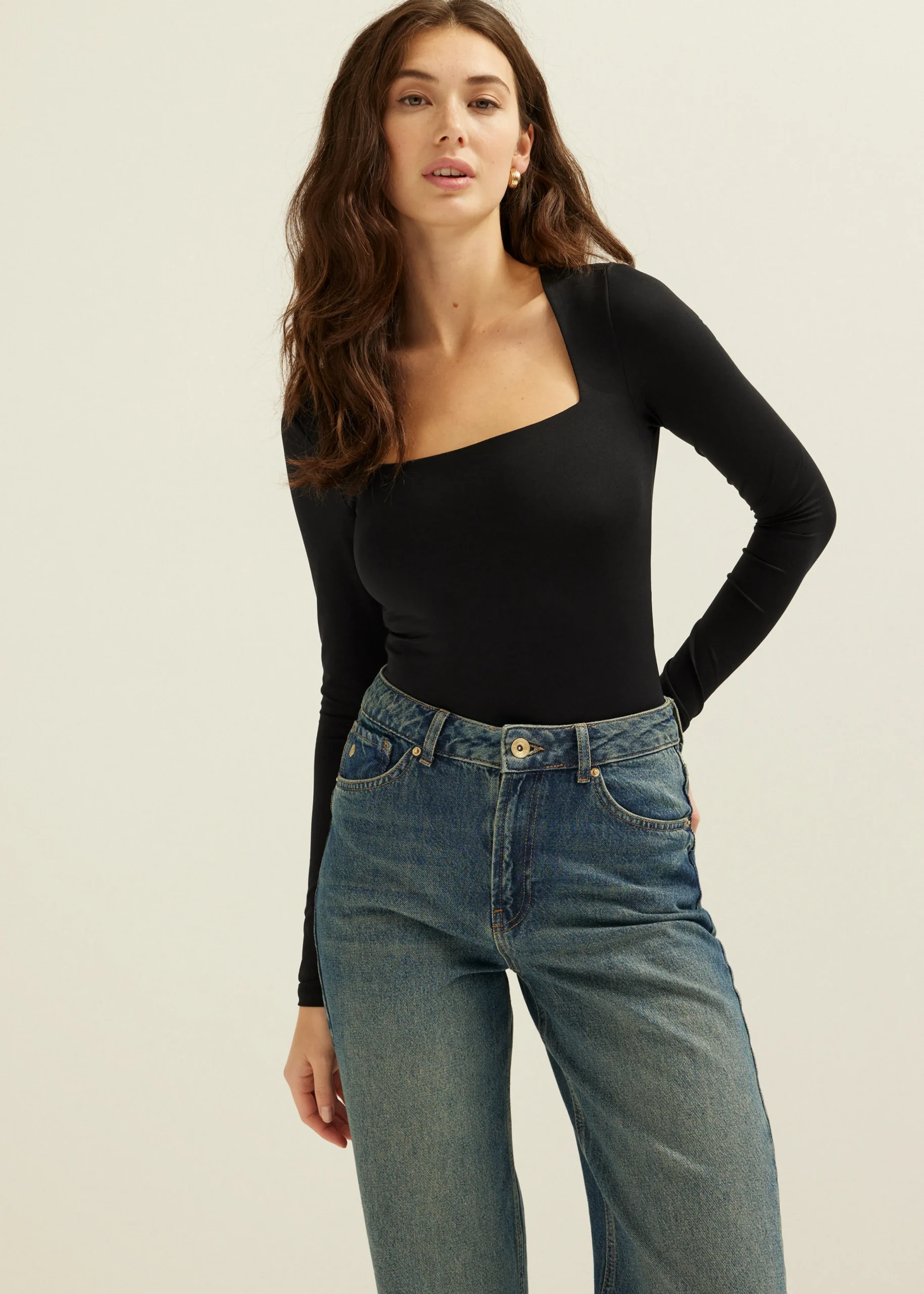 New Cotton Club Body met lange mouw zwart