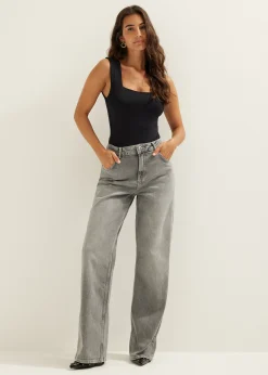 Sale Cotton Club Body met vierkante halslijn zwart