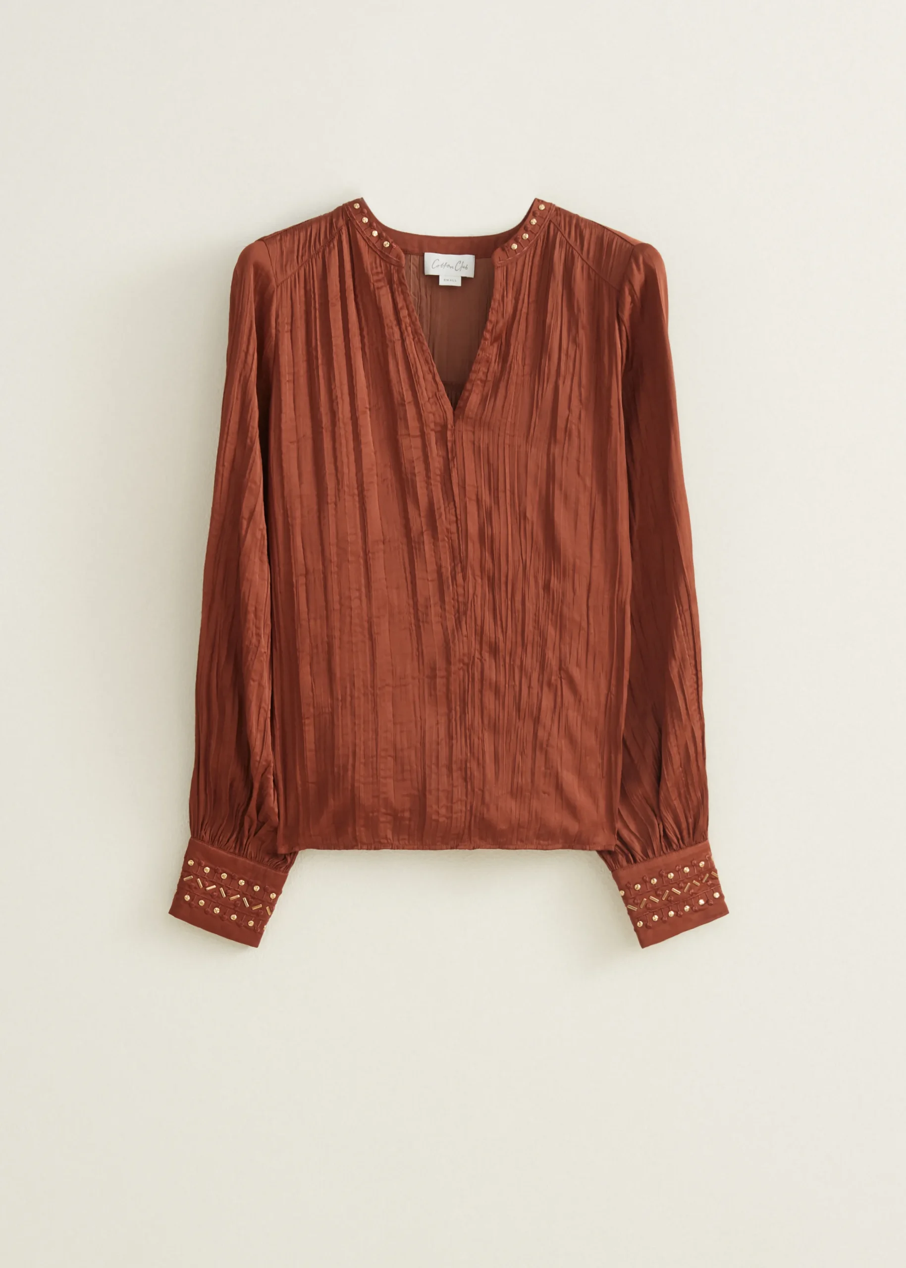 Best Cotton Club Boho top met studs cognac