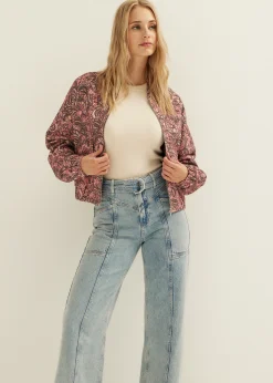 Online Cotton Club Bomberjack met print bordeaux,licht