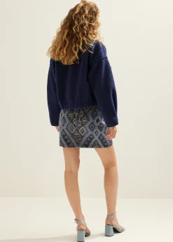 Online Cotton Club Bomberjack met wol look indigo