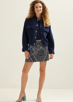 Online Cotton Club Bomberjack met wol look indigo