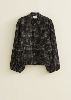 Outlet Cotton Club Bomberjack van tweed zwart