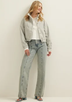Best Cotton Club Bomberjack van wolmix grijs,lichtmelee