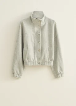 Best Cotton Club Bomberjack van wolmix grijs,lichtmelee