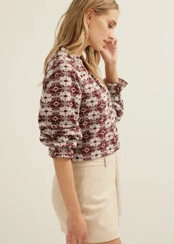 Sale Cotton Club Broderie blouse bordeaux