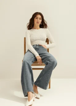 Online Cotton Club Charlie wide leg jeans twist grijsblauw
