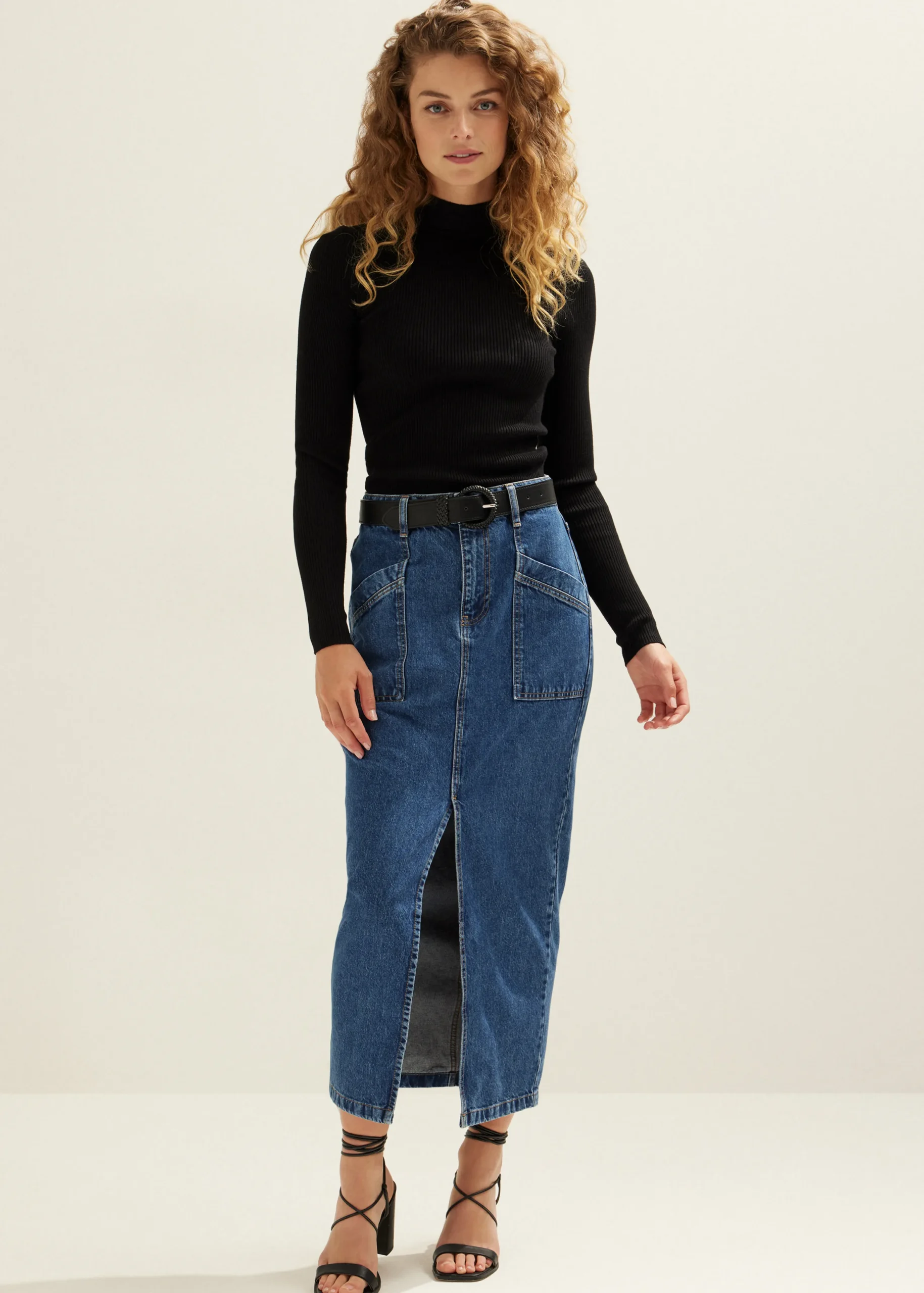 Best Cotton Club Col trui met rib zwart