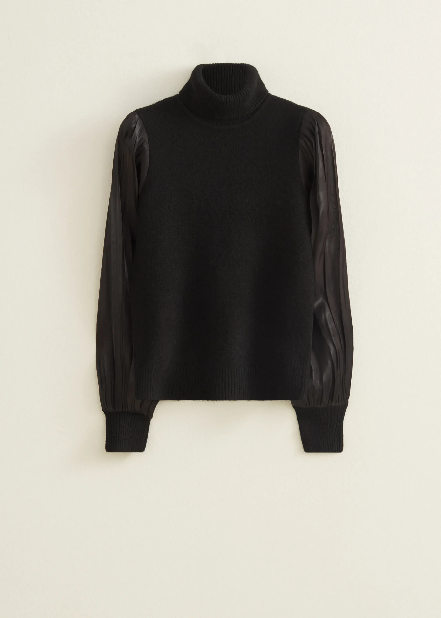 Sale Cotton Club Col trui met satijnen mouw zwart
