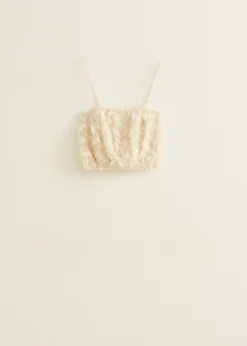 New Cotton Club Crop top met pailletten ecru