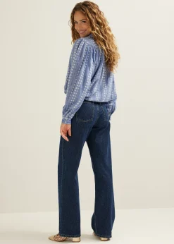 Best Cotton Club Denim blouse jacquard blauw,usedmiddle
