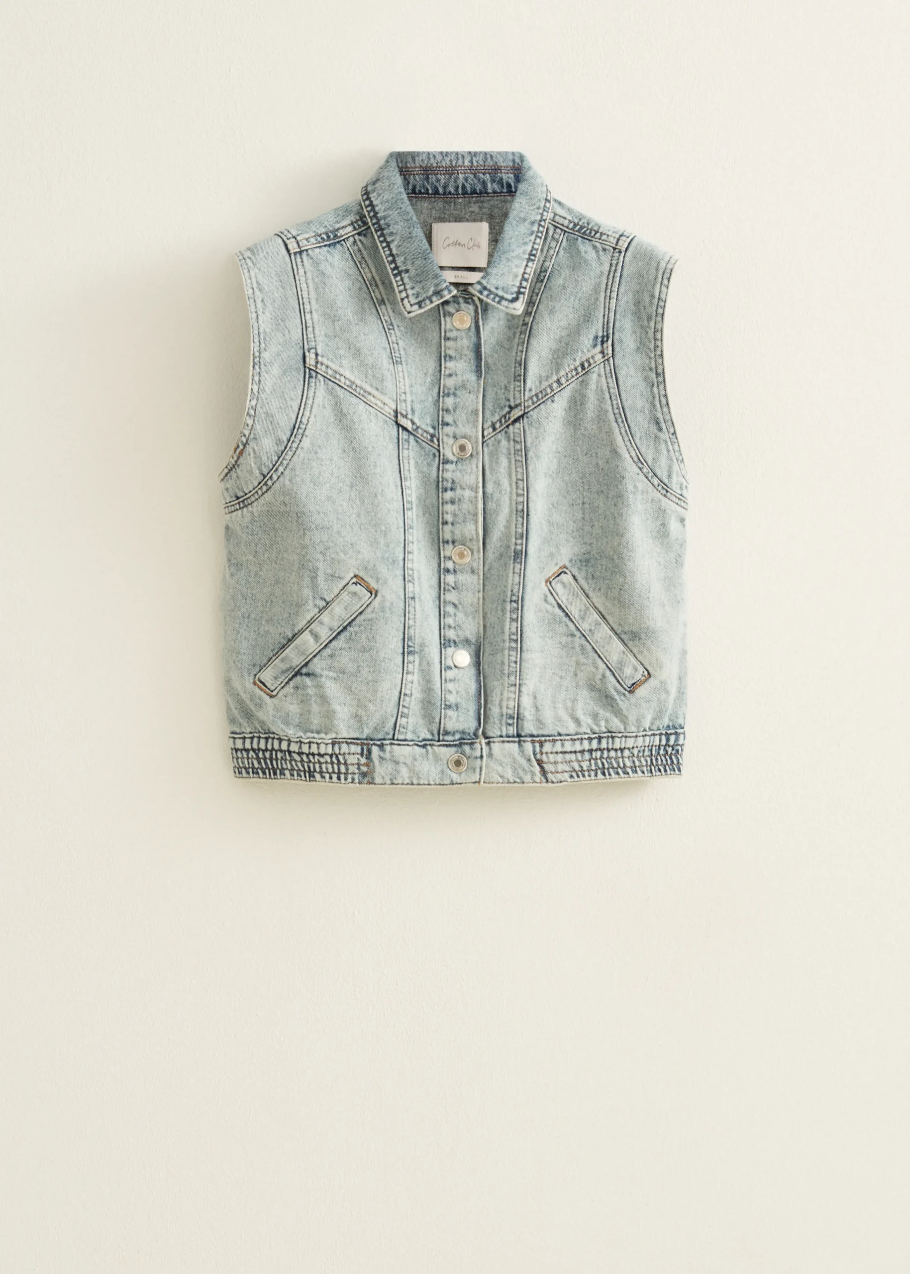 Hot Cotton Club Denim gilet met siernaden blauw,usedmiddle
