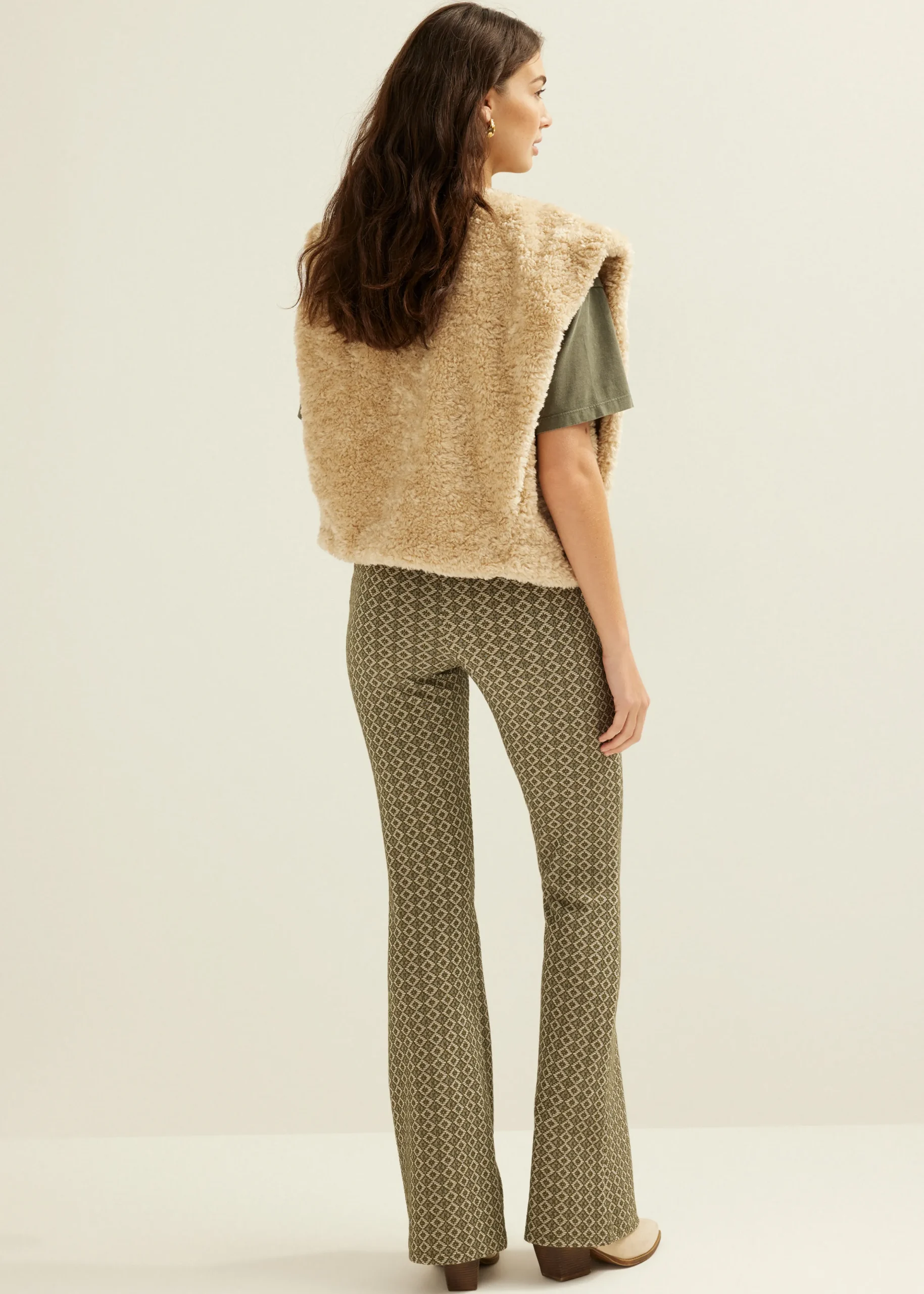 New Cotton Club Flare broek met print groen,army