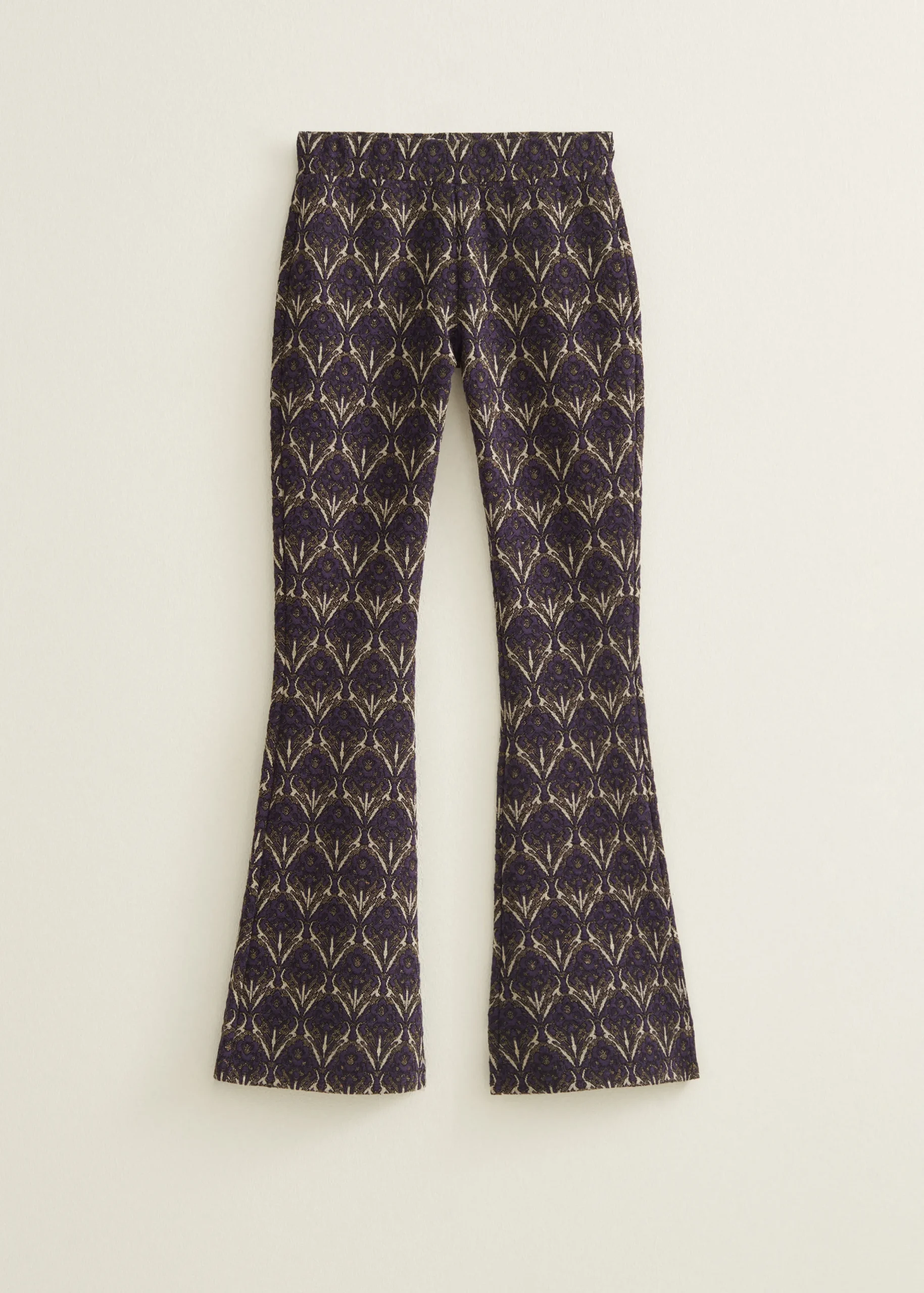 Clearance Cotton Club Flared broek jacquard patroon donkerpaars