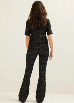 Online Cotton Club Flared broek met pailletten zwart