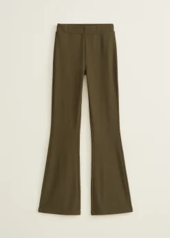 Fashion Cotton Club Flared broek met rib structuur groen,denne