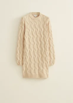 Sale Cotton Club Gebreide jurk met ballonmouw lichtzand