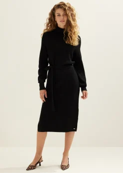 Clearance Cotton Club Gebreide jurk met col zwart