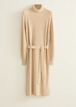 Clearance Cotton Club Gebreide jurk met col middenzand