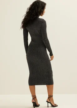 Discount Cotton Club Gebreide jurk met lurex zwart
