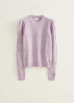 New Cotton Club Gebreide trui ajour lichtlila