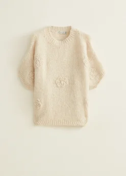 Clearance Cotton Club Gebreide trui met bloemen ecru