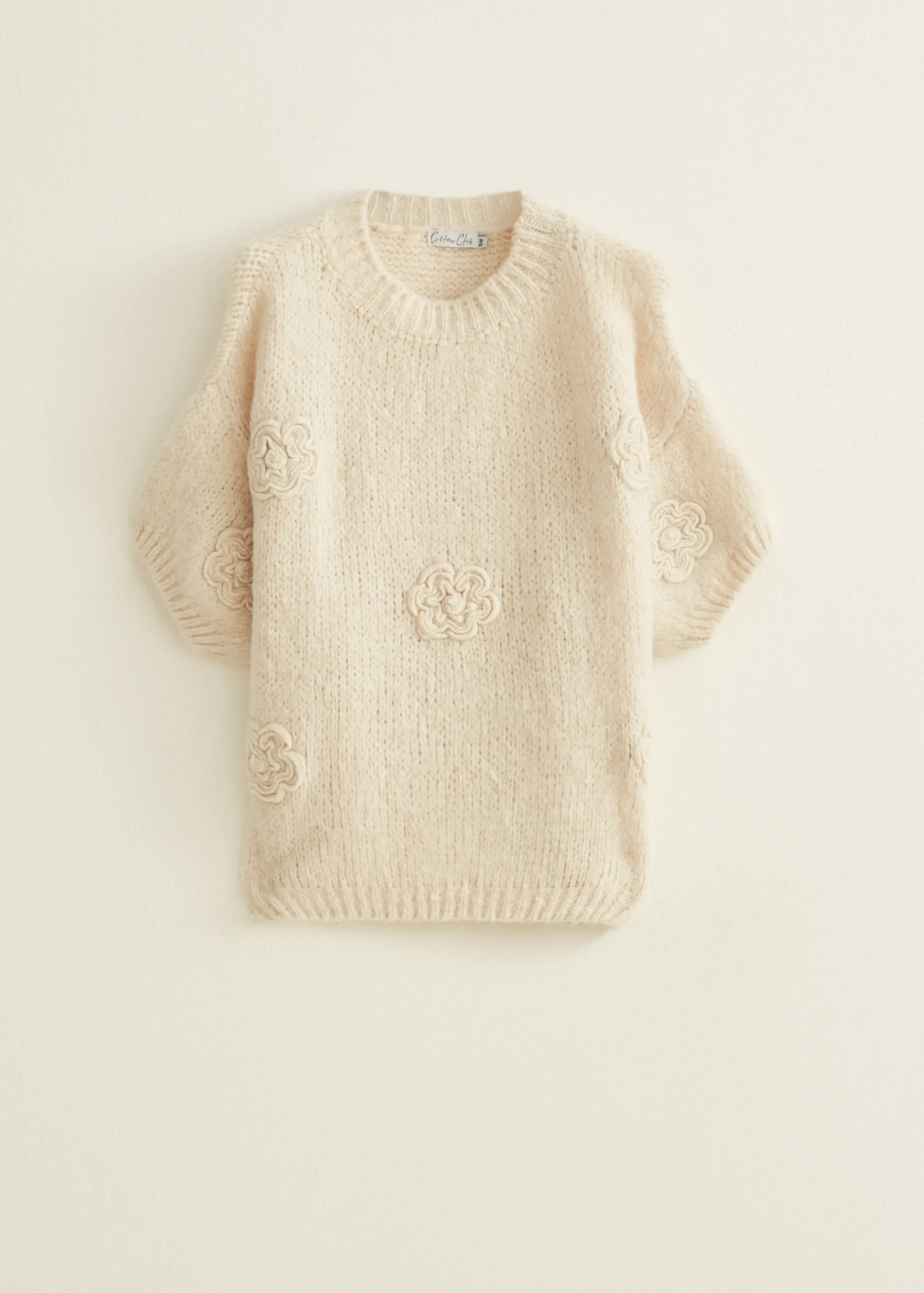 Clearance Cotton Club Gebreide trui met bloemen ecru
