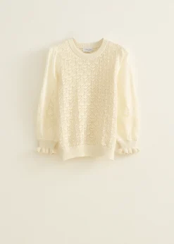 Best Cotton Club Gebreide trui met details op de mouw ecru