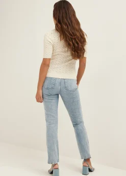 Hot Cotton Club Gebreide trui met korte mouw ecru