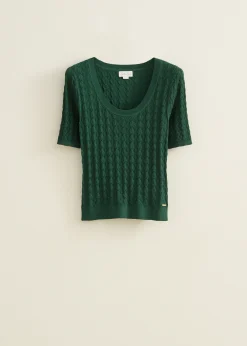 Outlet Cotton Club Gebreide trui met korte mouw donkergroen