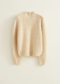 New Cotton Club Gebreide trui met ribstructuur lichtzand