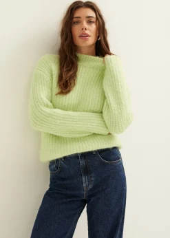 Hot Cotton Club Gebreide trui met ribstructuur lime,licht