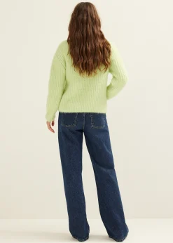 Hot Cotton Club Gebreide trui met ribstructuur lime,licht