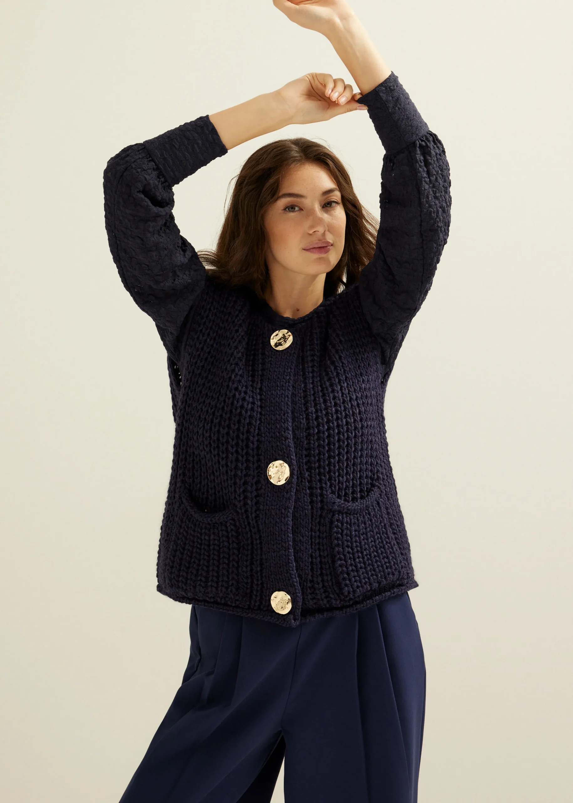 Fashion Cotton Club Gebreid gilet indigo